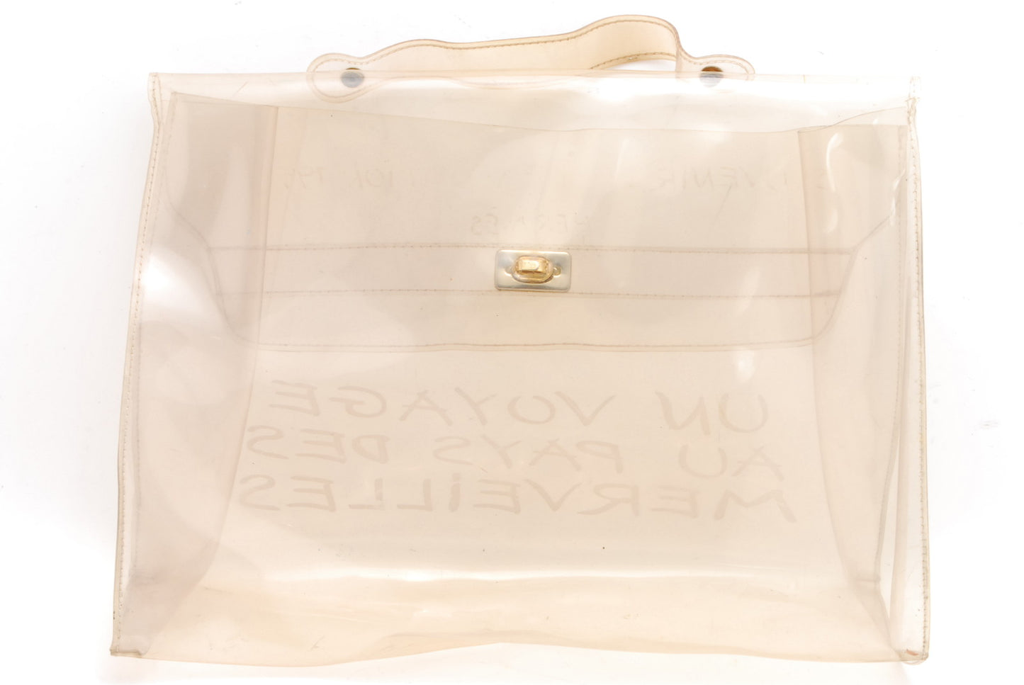 HERMES Vinyl Kelly hand bag clear Authentic A920