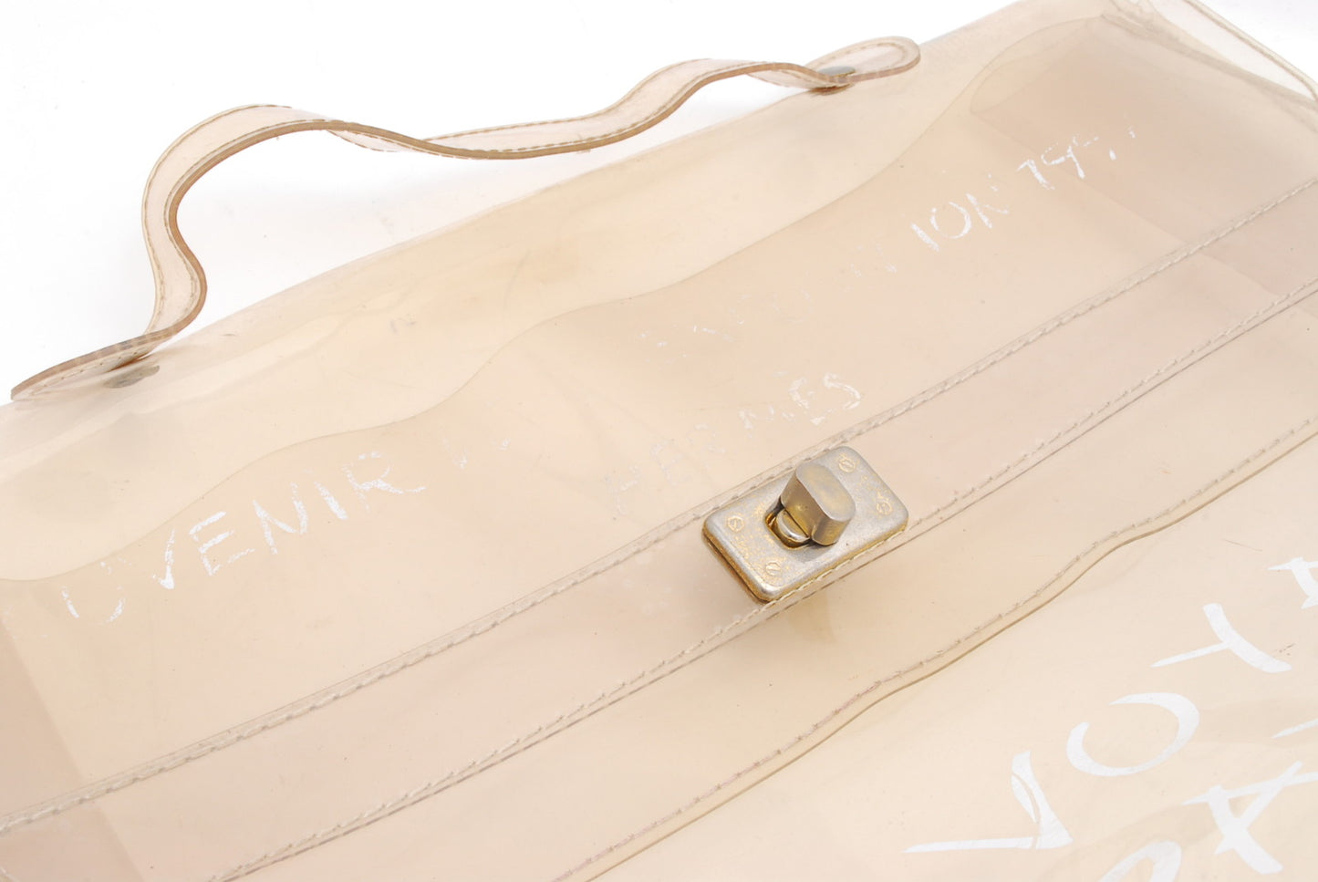 HERMES Vinyl Kelly hand bag clear Authentic A920