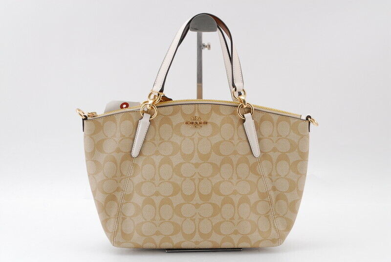 【Rank SA】Authentic Coach Leather 2way Handbag Light Beige From Japan A443