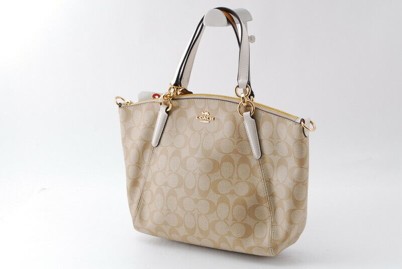 【Rank SA】Authentic Coach Leather 2way Handbag Light Beige From Japan A443