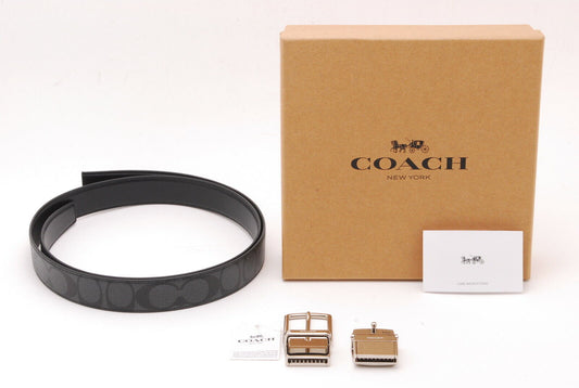 【Rank S】Auth Coach belt unused item with black case, with instructions JP A446