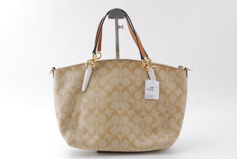 【Rank SA】Authentic Coach Leather 2way Handbag Light Beige From Japan A443