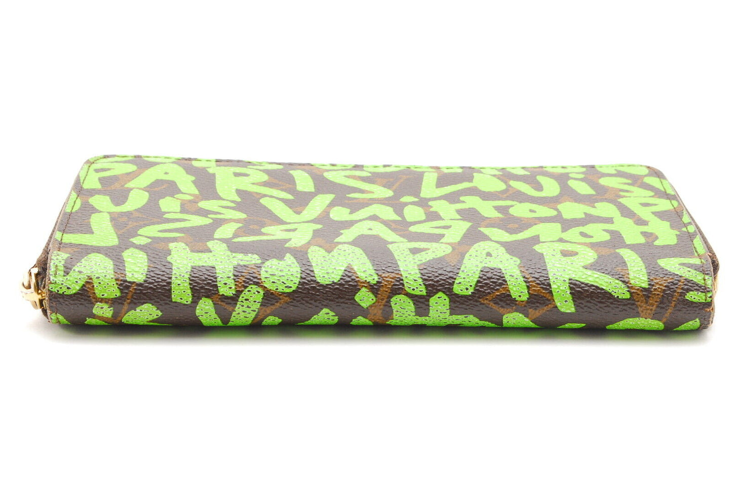 Louis-Vuitton Graffiti Zippy Wallet Letters Lime Green RARE A861