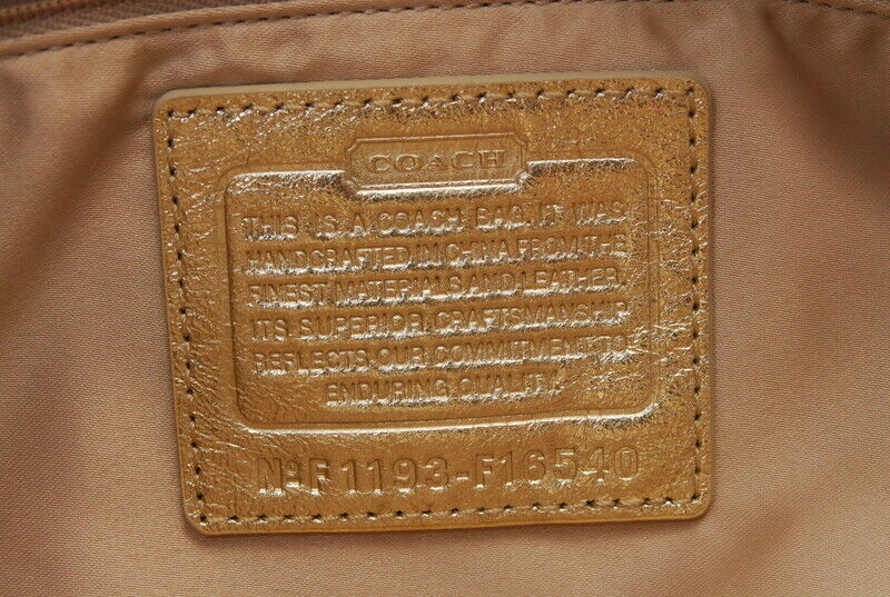 【Rank SA】Authentic Coach Handbag Canvas Beige x Brown x Gold Unu From Japan A498