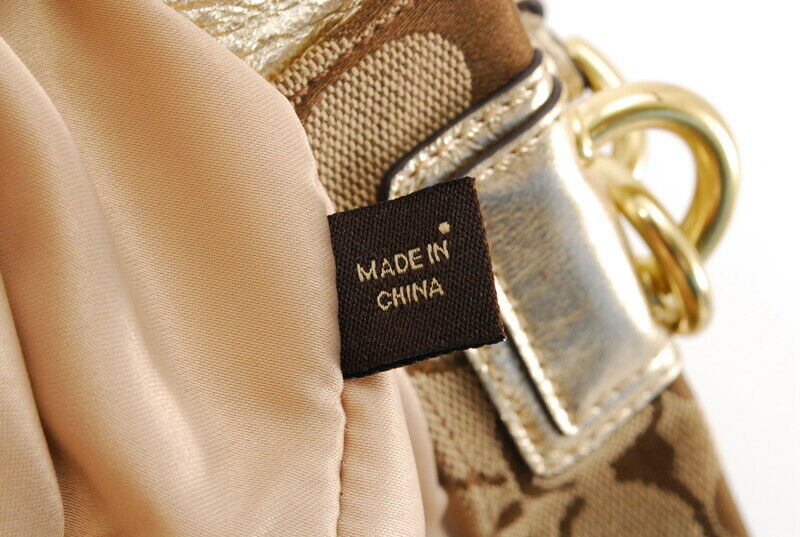 【Rank SA】Authentic Coach Handbag Canvas Beige x Brown x Gold Unu From Japan A498