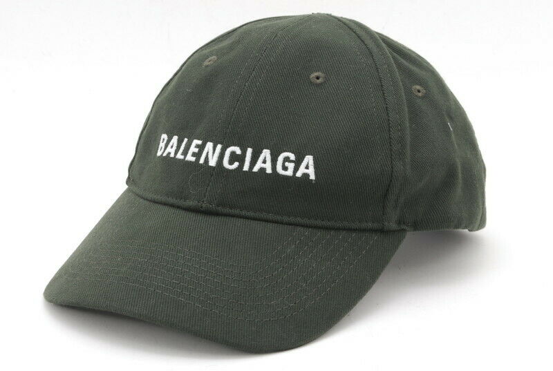 BALENCIAGA men's baseball cap logo embroidered hat green *Rank SA* Authentic A655