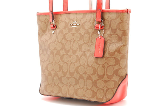 COACH Shoulder bag Signature beige x orange Authentic A951